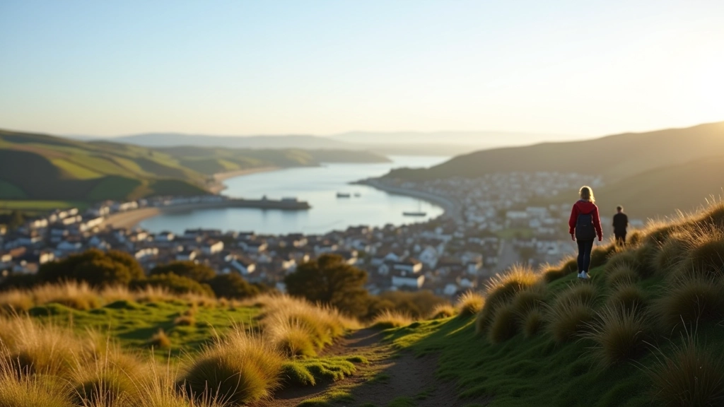 Compass Hill viewpoint with panoramic vista of Kinsale town, countryside, and Cork coastline in distance
